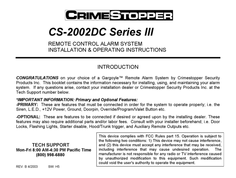 CrimeStopper CS-2002DC Series III Installation and operating instructions CrimeStopper CS-2002DC Series III Installation and operating instructions