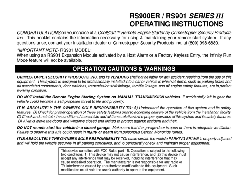 CrimeStopper COOL START RS-901 User manual