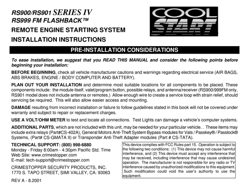 CrimeStopper RS900/RS901 User manual