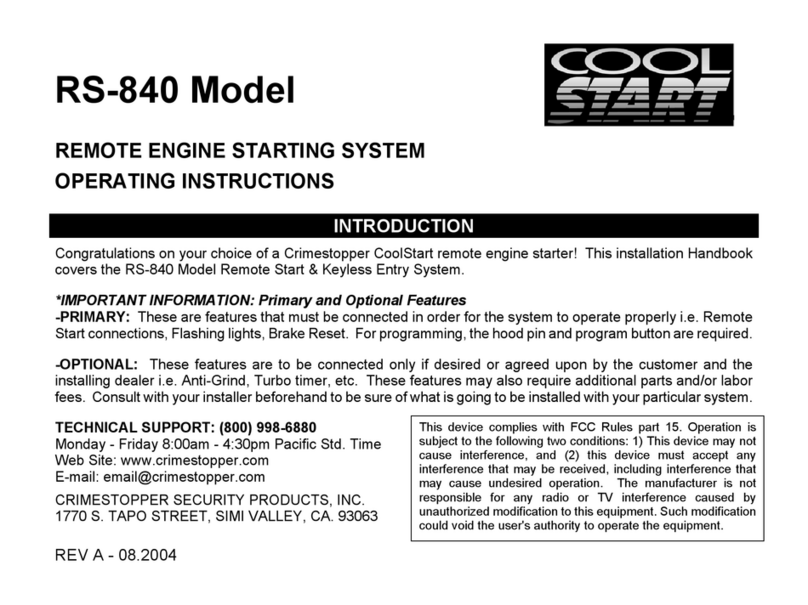 CrimeStopper Cool Start RS-840 operating instructions