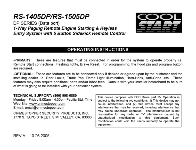 CrimeStopper Cool Start RS-1405DP User manual
