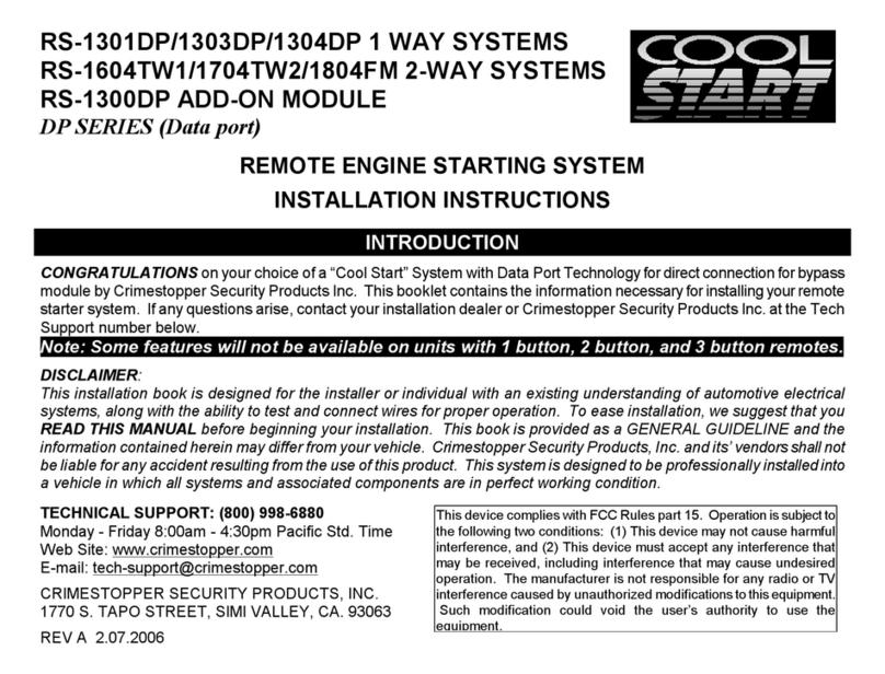 CrimeStopper Cool Start RS-1300DP User manual
