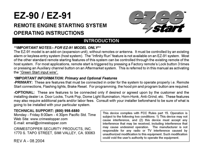 CrimeStopper Ezee Start EZ-90 operating instructions