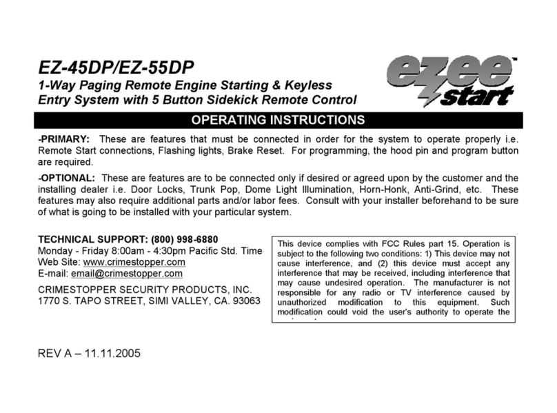 CrimeStopper EZEE Start EZ-45DP operating instructions