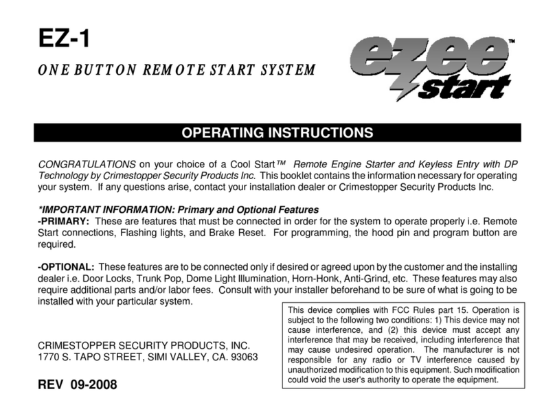 CrimeStopper EZEE Start EZ-1 operating instructions
