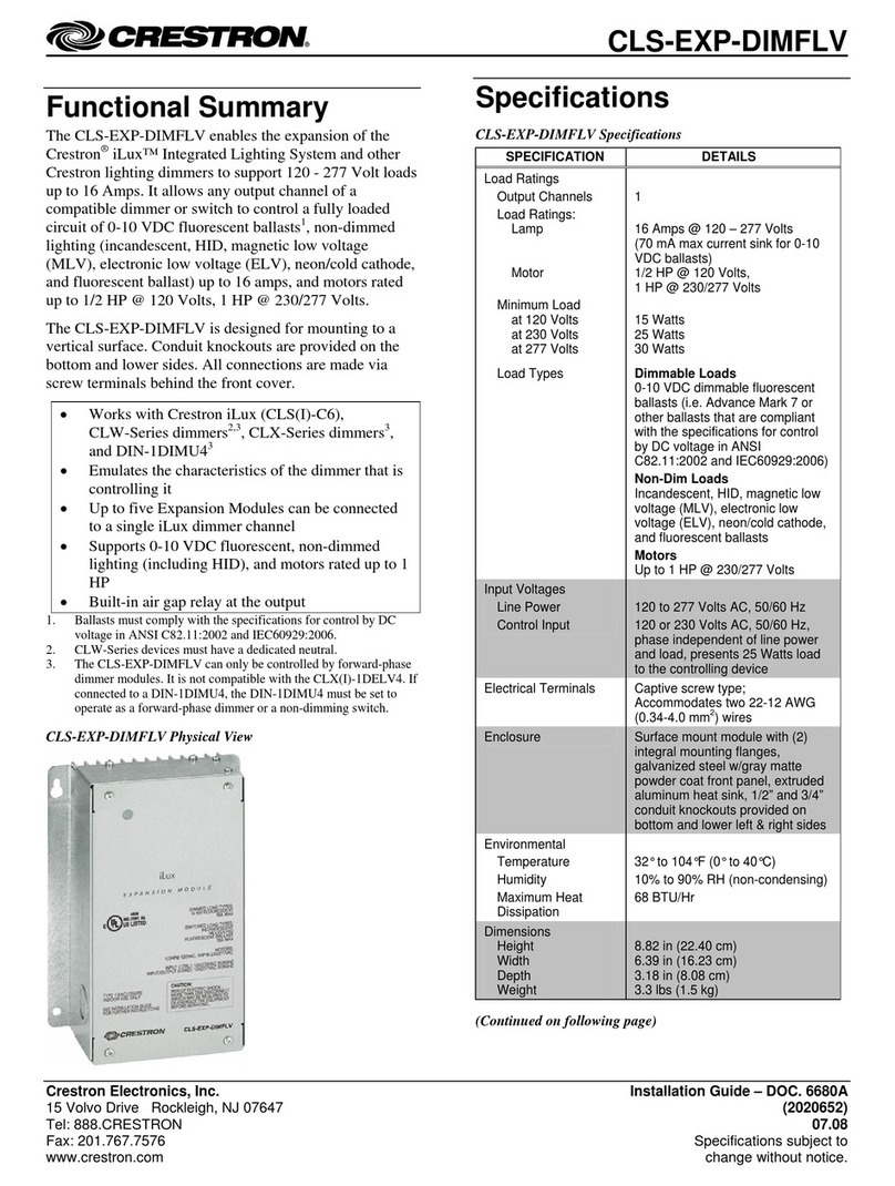 Crestron CLS-EXP-DIMFLV Specifications
