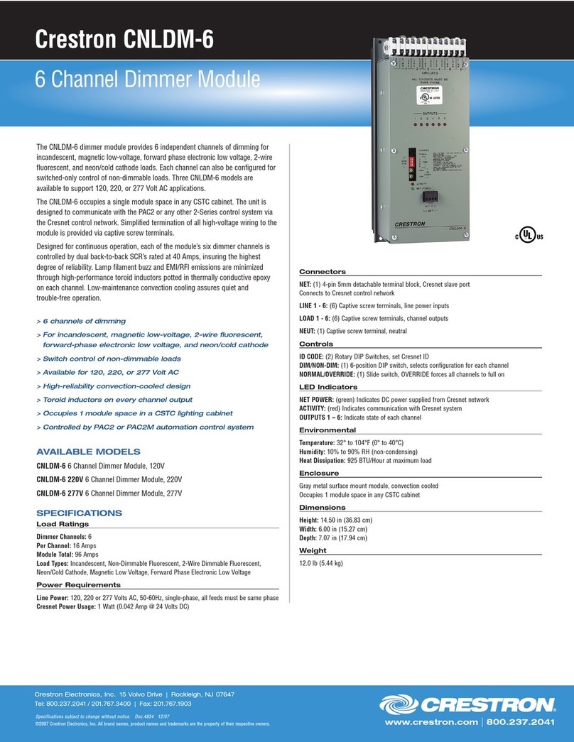 Crestron 6 Channel Dimmer Module CNLDM-6 User manual