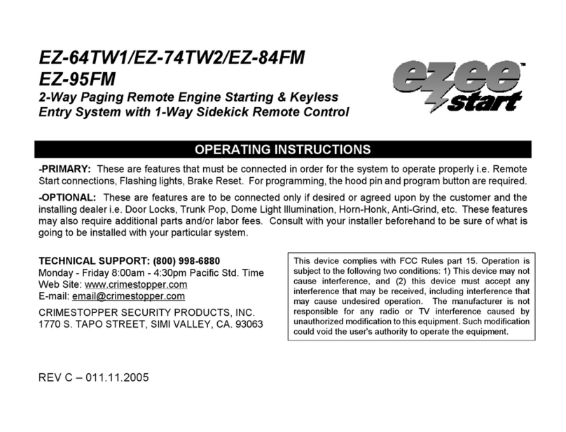 CrimeStopper Ezee Start EZ-64TW1 Operation instructions CrimeStopper Ezee Start EZ-64TW1 Operation instructions