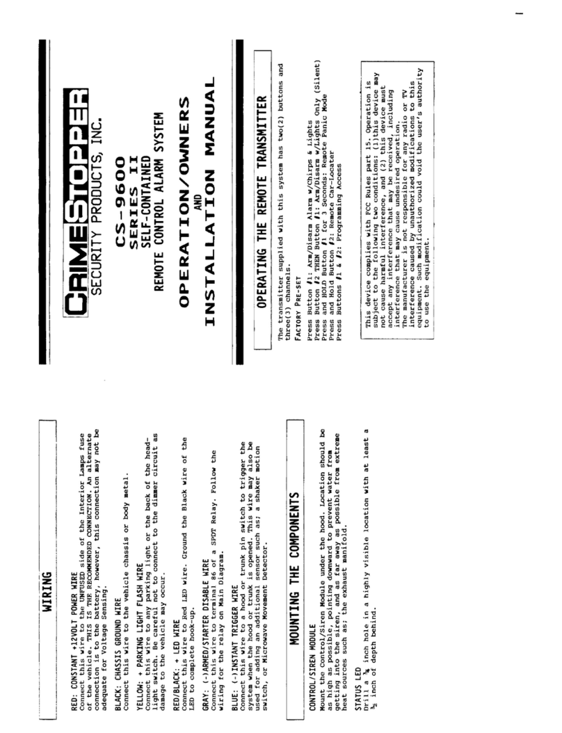 CrimeStopper CS-9600 Operation and installation manual CrimeStopper CS-9600 Operation and installation manual