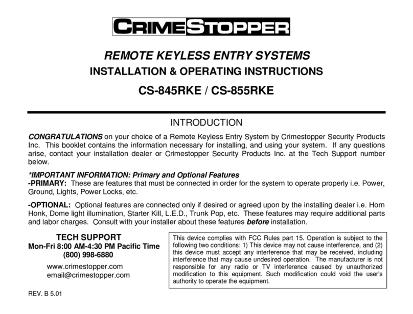 CrimeStopper CS-845RKE Series II Installation & operating instructions