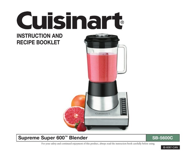 Cuisinart SUPREME SUPER 600TM SB-5600C INSTRUCTION AND RECIPE BOOKLET