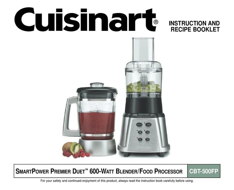 Cuisinart CBT-500FP - SmartPower Premier Blender/ Food... INSTRUCTION AND RECIPE BOOKLET Cuisinart CBT-500FP - SmartPower Premier Blender/ Food... INSTRUCTION AND RECIPE BOOKLET