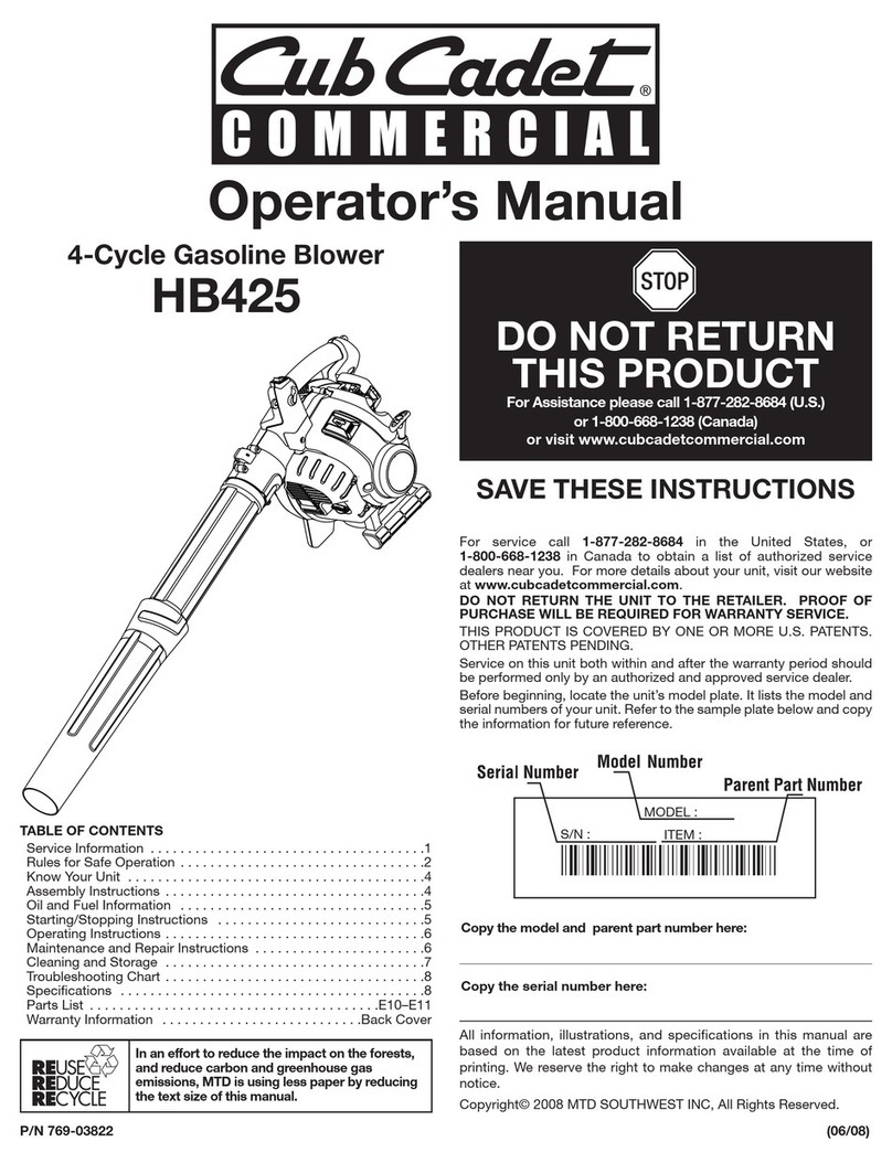 Cub Cadet HB425 Operator's manual