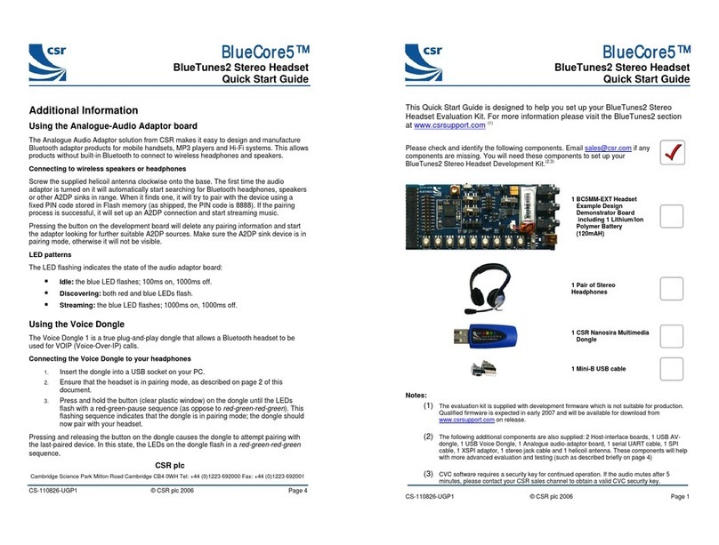 CSR BlueTunes2 Stereo Headset User manual