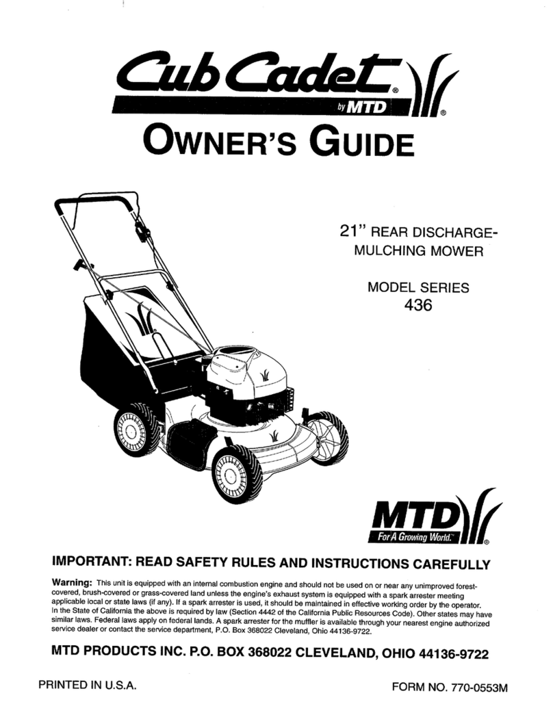 Cub Cadet 436 Series User manual Cub Cadet 436 Series User manual