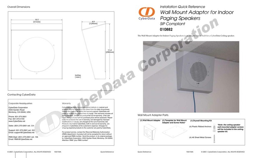 CyberData Wall Mount Adaptor 010882 Manual