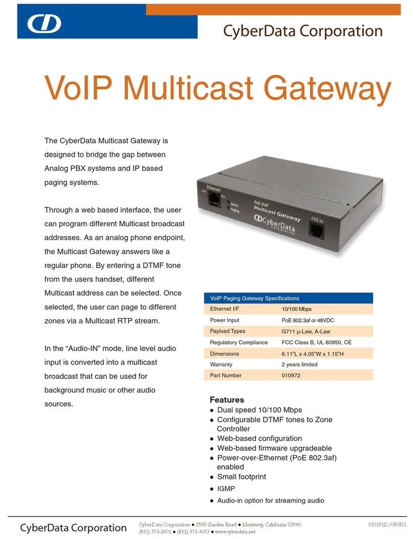 CyberData VoIP Multicast Gateway User manual