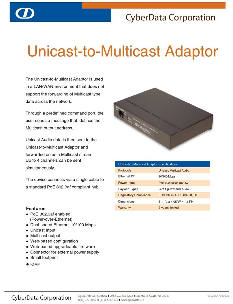 CyberData Unicast-to-Multicast Adaptor User manual