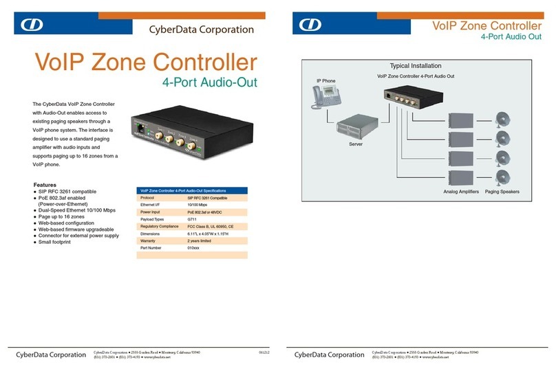 CyberData 4-Port PoweredUSB 2.0 Hub Specifications