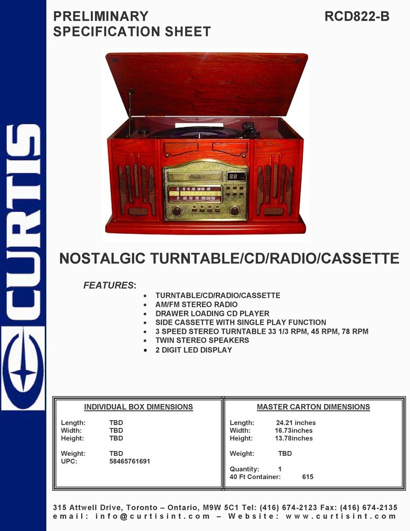 Curtis RCD822-B Specification sheet Curtis RCD822-B Specification sheet