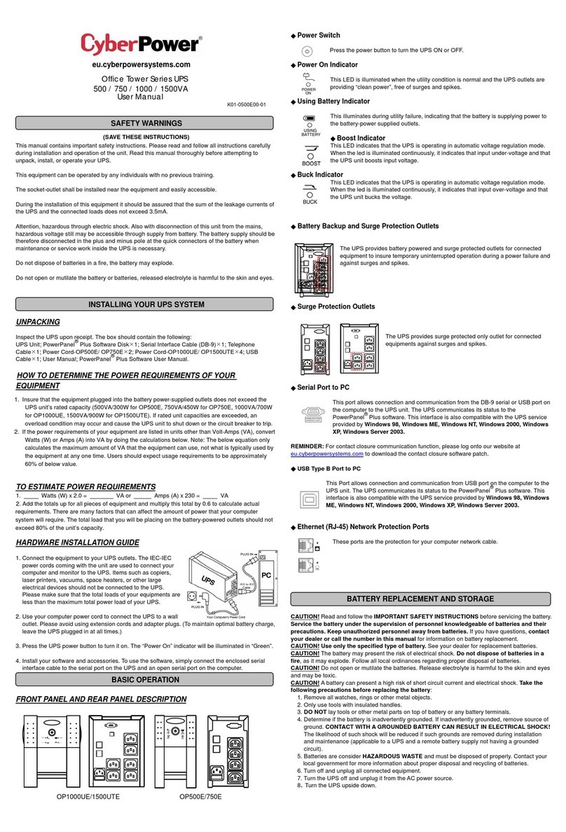 CyberPower Office Tower Series UPS 1000 User manual