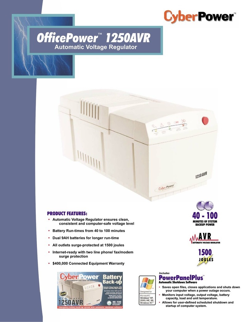 CyberPower OfficePower 1250AVR Specification sheet