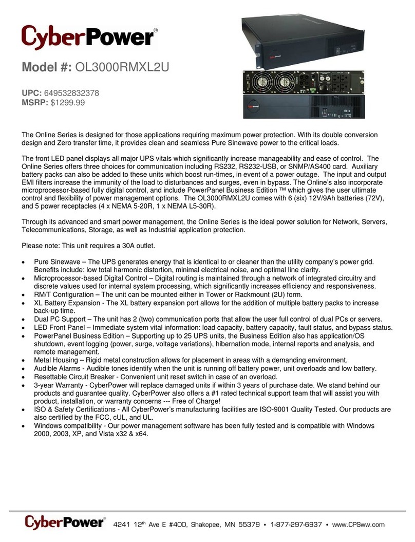 CyberPower Paragon OL3000RMXL2U User manual