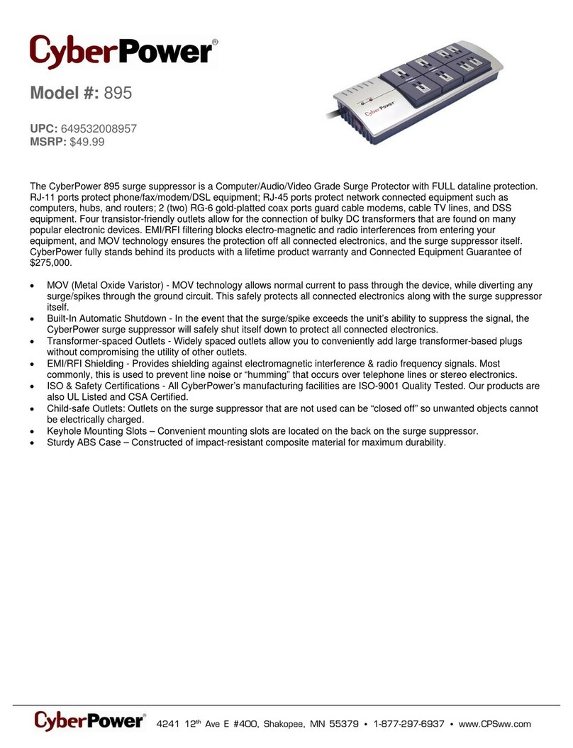 CyberPower 649532008957 Specification sheet CyberPower 649532008957 Specification sheet