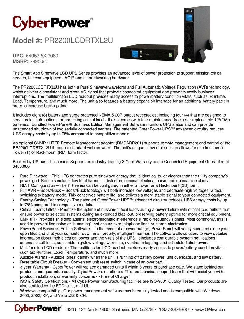 CyberPower 649532022069 Specification sheet