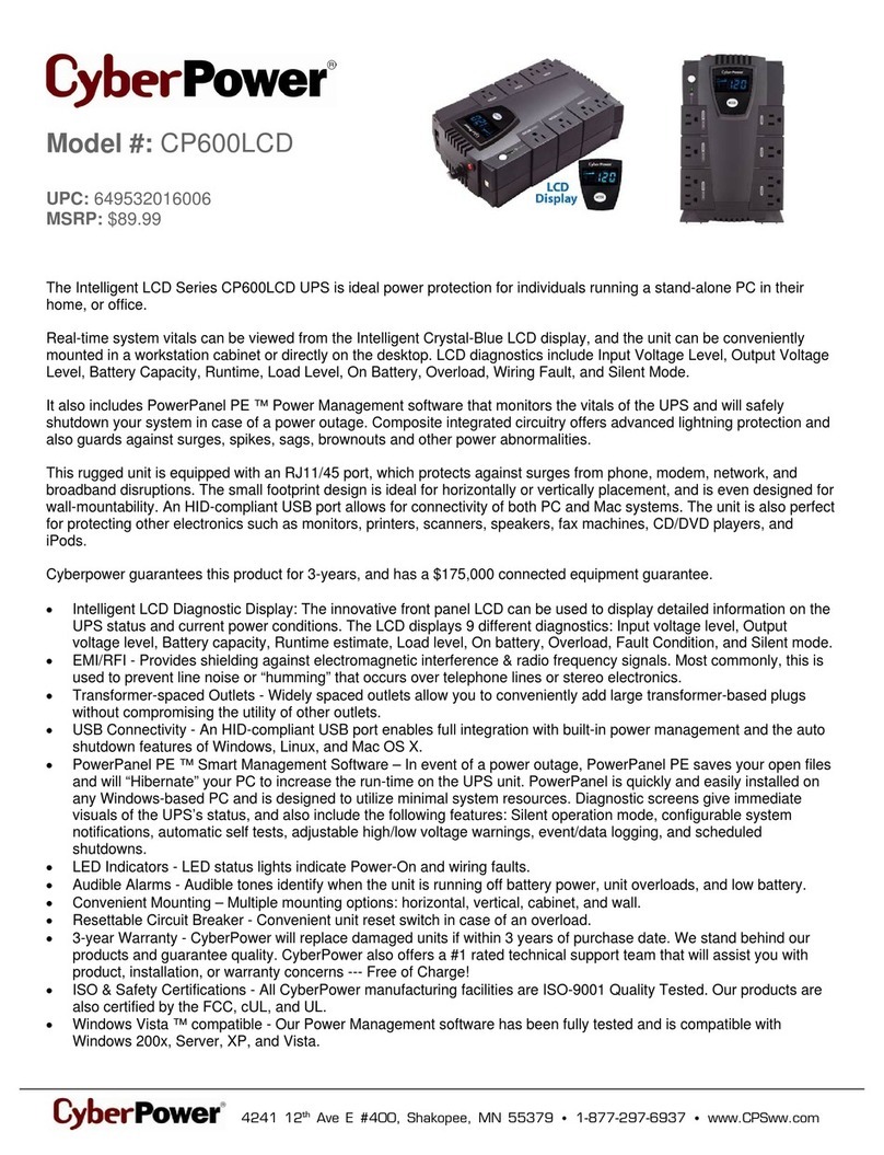 CyberPower 649532016006 Specification sheet