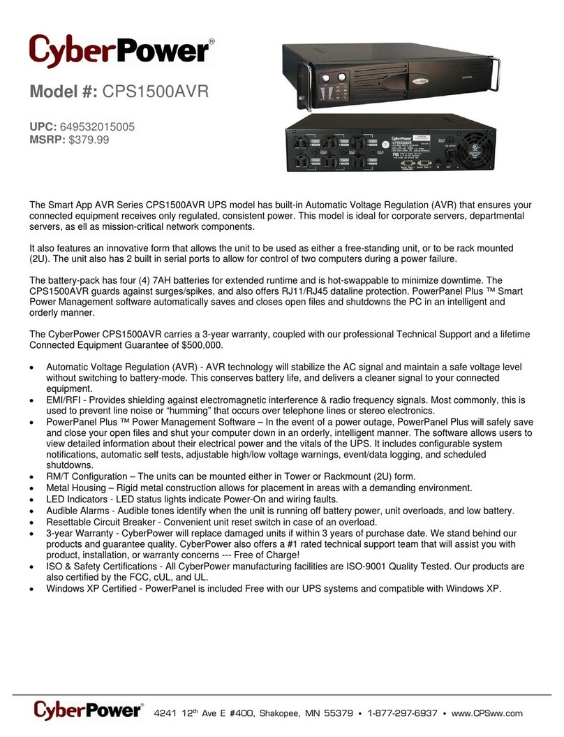 CyberPower CPS1500AVR Specification sheet