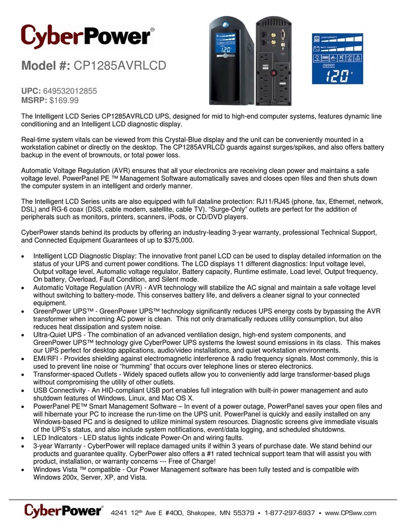 CyberPower 649532012855 Specification sheet