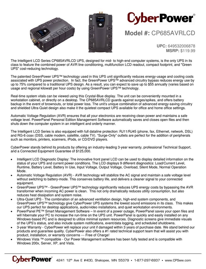 CyberPower 649532006878 Specification sheet