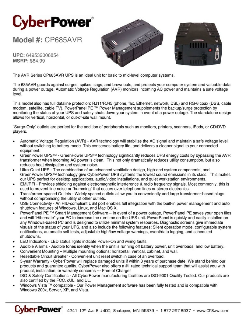 CyberPower 649532006854 Specification sheet CyberPower 649532006854 Specification sheet
