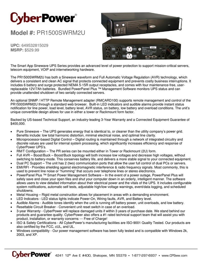 CyberPower 649532815029 Specification sheet