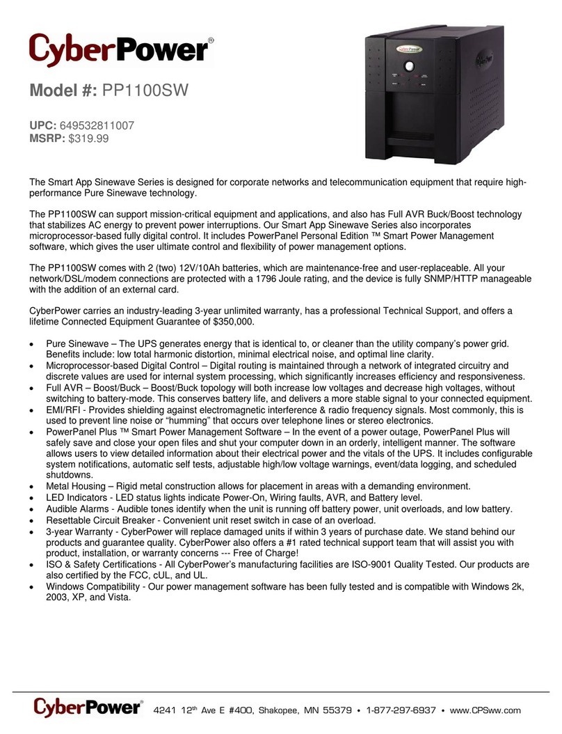 CyberPower 649532811007 Specification sheet