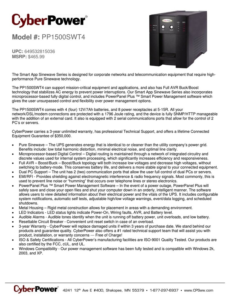 CyberPower 649532815036 Specification sheet