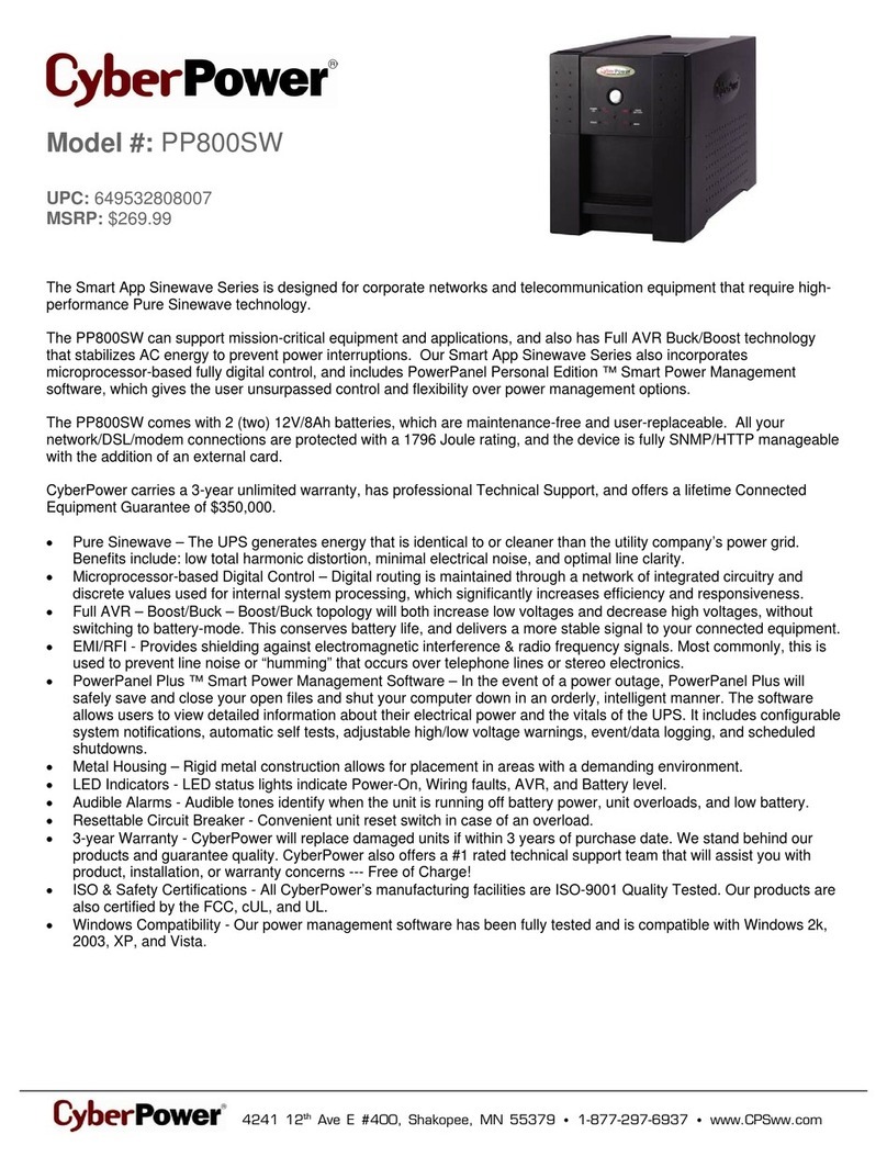 CyberPower 649532808007 Specification sheet
