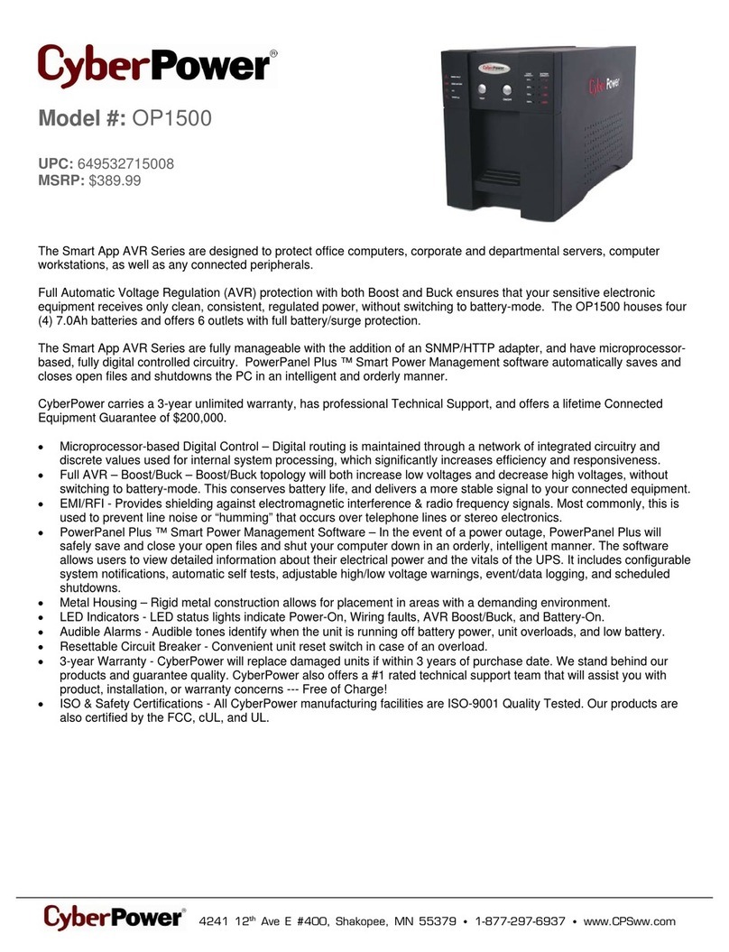 CyberPower 649532715008 Specification sheet