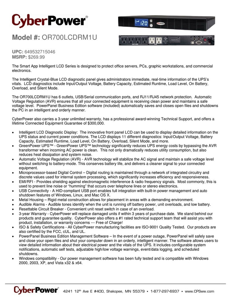 CyberPower 649532715046 Specification sheet CyberPower 649532715046 Specification sheet