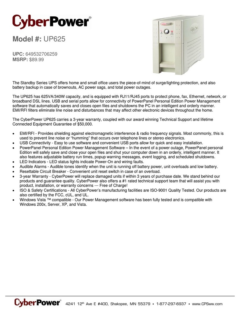CyberPower UP625 User manual