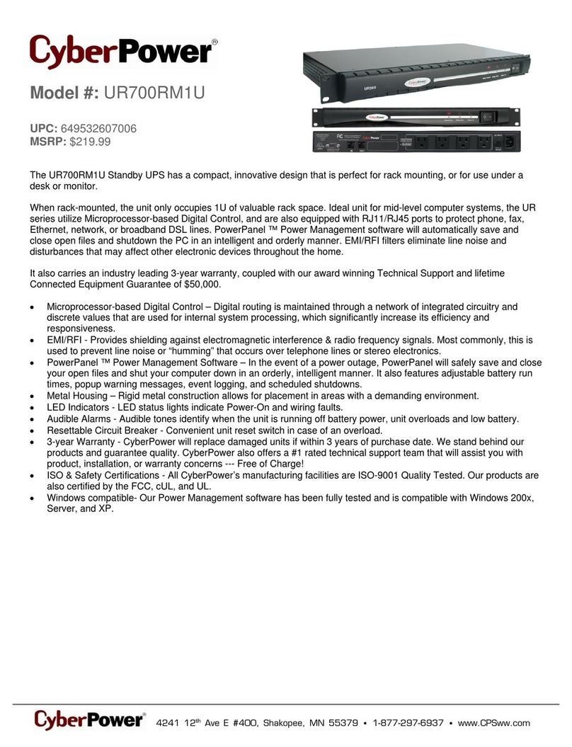 CyberPower 649532607006 Specification sheet