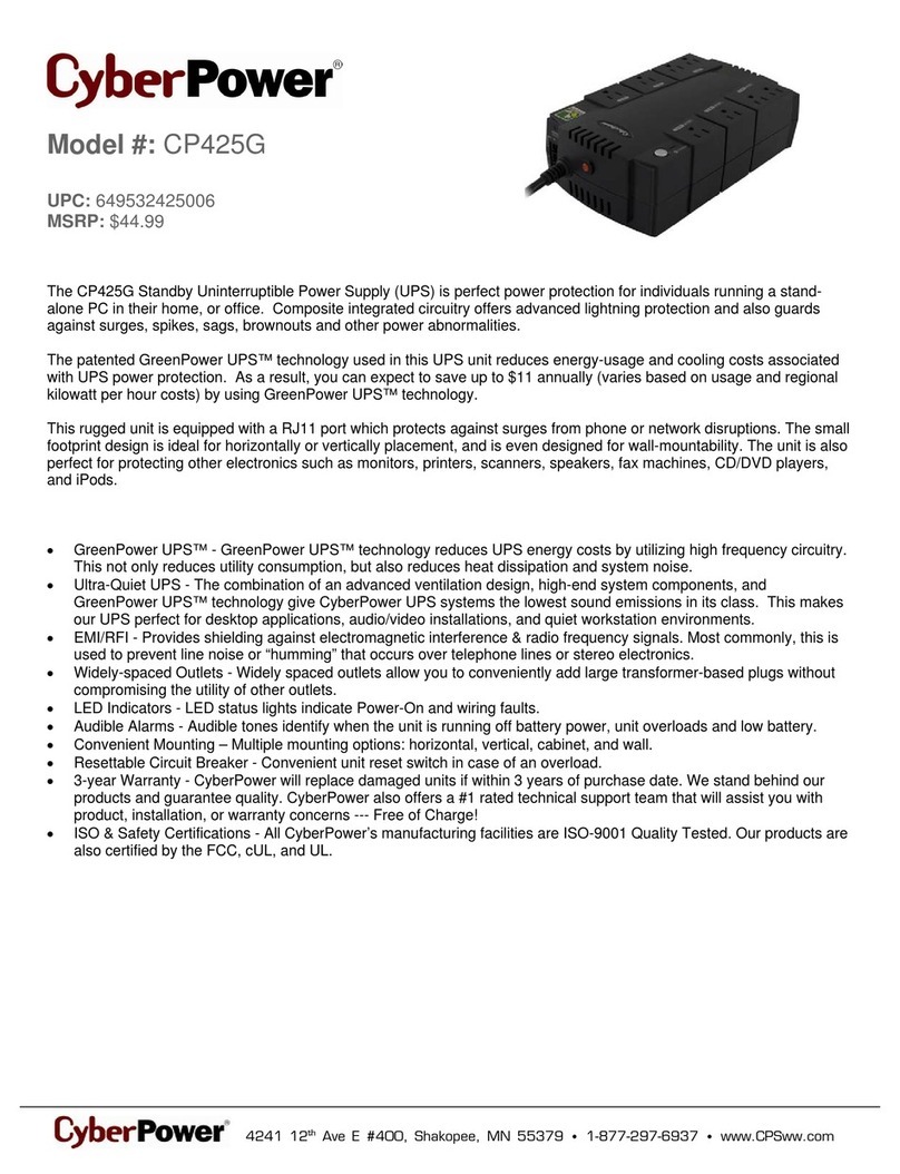 CyberPower 649532425006 Specification sheet CyberPower 649532425006 Specification sheet
