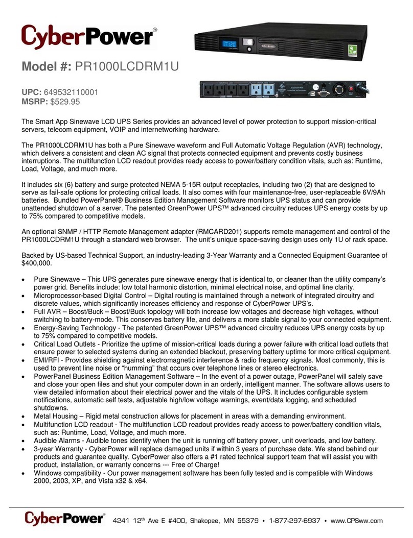 CyberPower 649532110001 Specification sheet