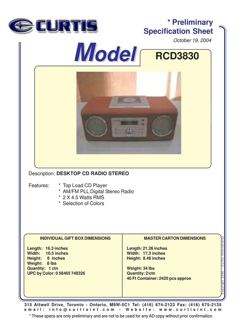 Curtis RCD3830 Specification sheet