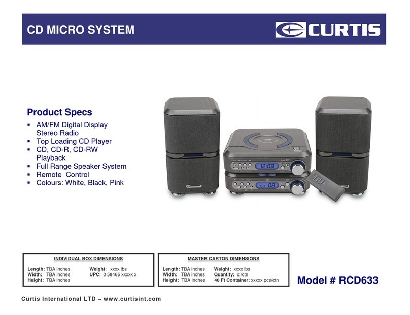 Curtis RCD633 Specification sheet