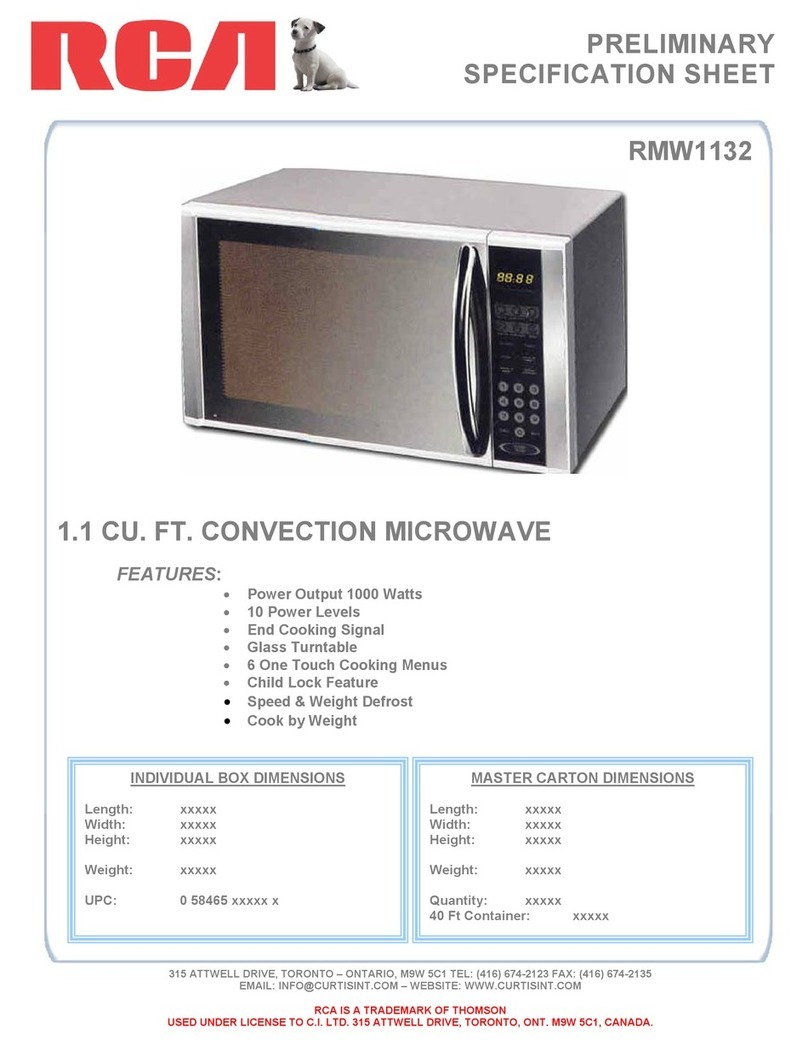 RCA RMW1132 Specification sheet