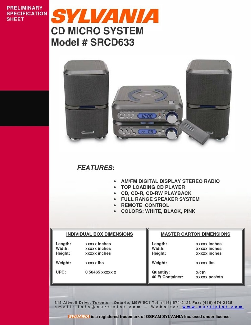 Sylvania SRCD633 Specification sheet