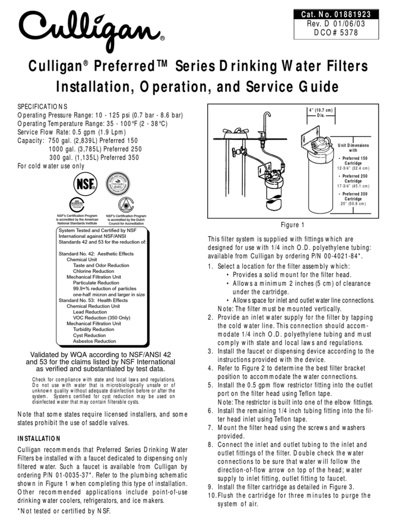 Culligan Preferred Series Installation and operation guide Culligan Preferred Series Installation and operation guide
