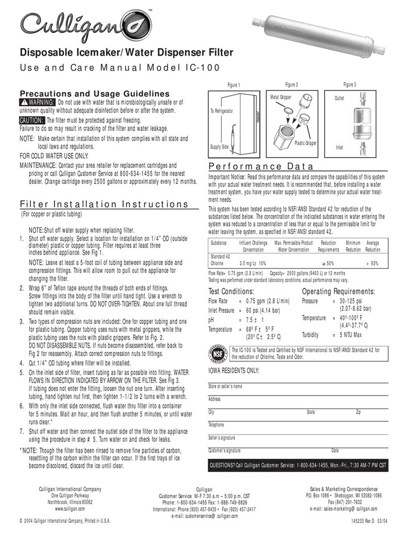Culligan IC-100 use and care manual